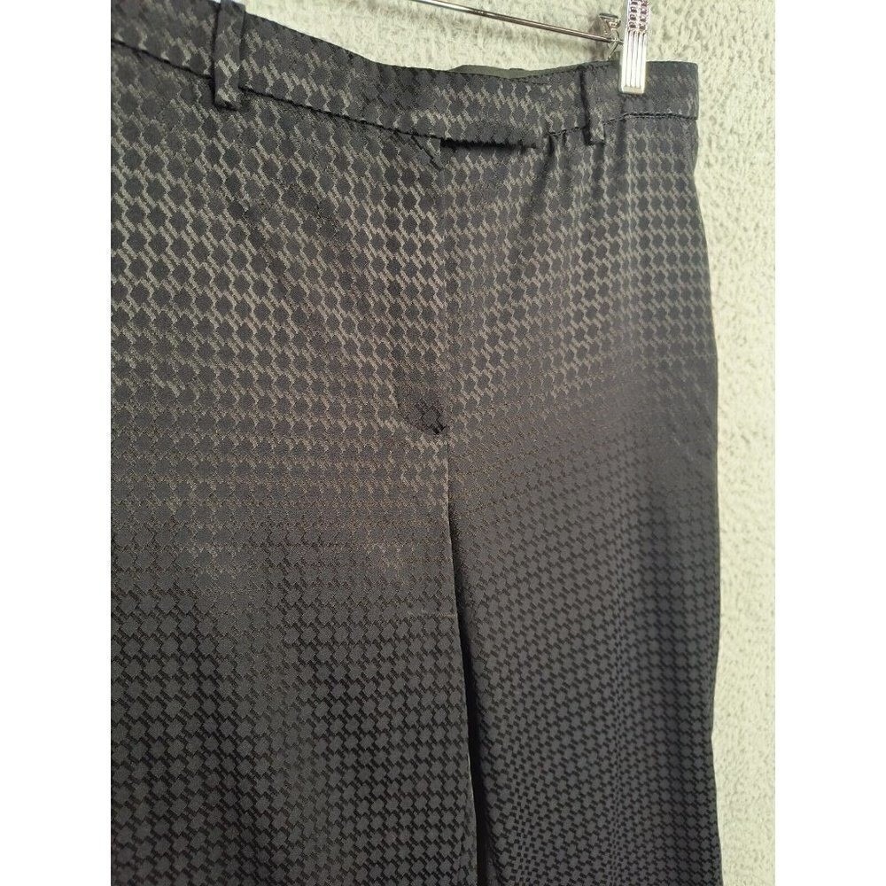 Armani Collezioni Pants Womens 8 Black Gray Shimmer Houndstooth Wide Leg Italy - Picture 3 of 10